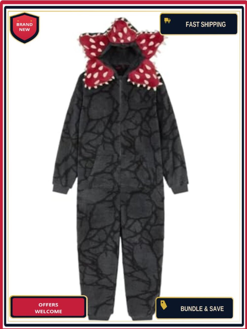 Demogorgon Adult One-Piece Costume Pajama Jumpsuit Unisex Halloween Cosplay